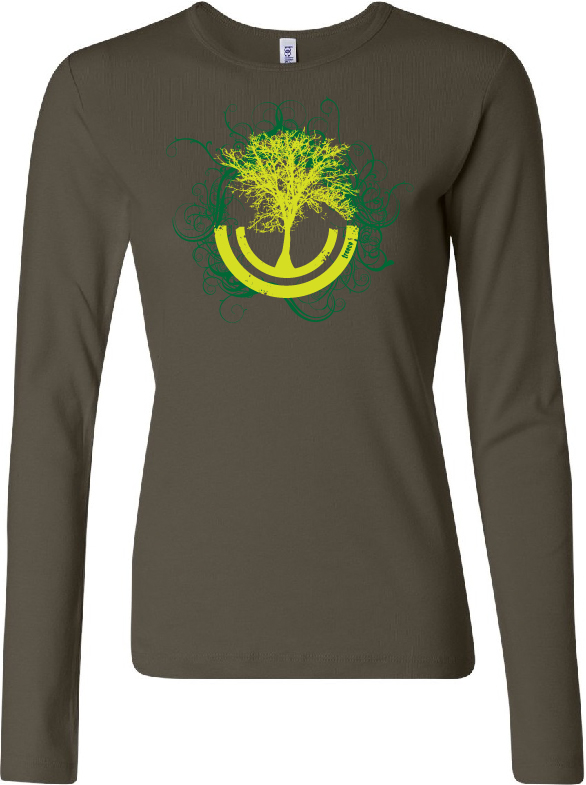 Tričko s dlhým rukávom sila stromu dámske vojenské zelené