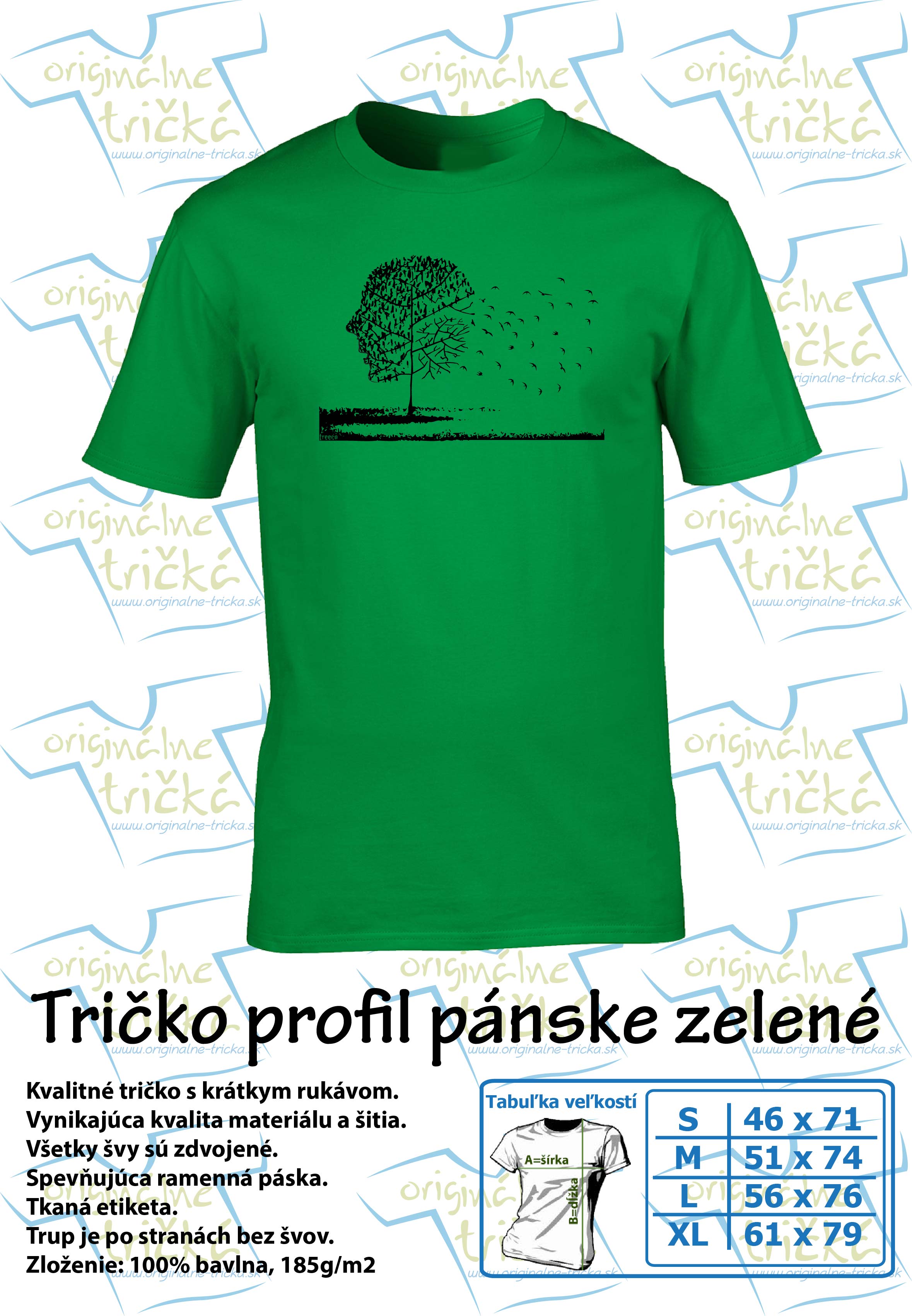Tričko profil pánske zelené