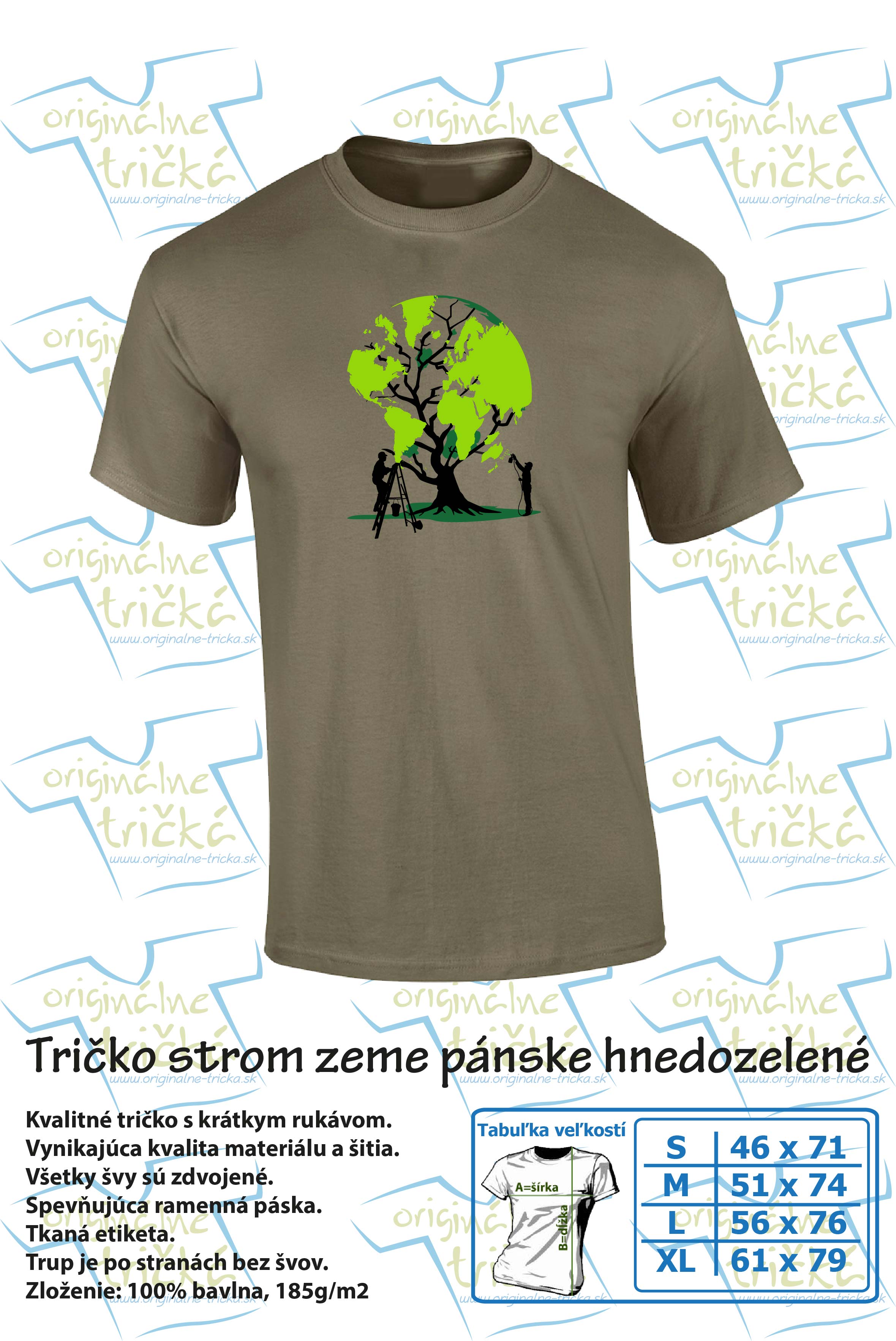 Tričko strom zeme pánske hnedozelené