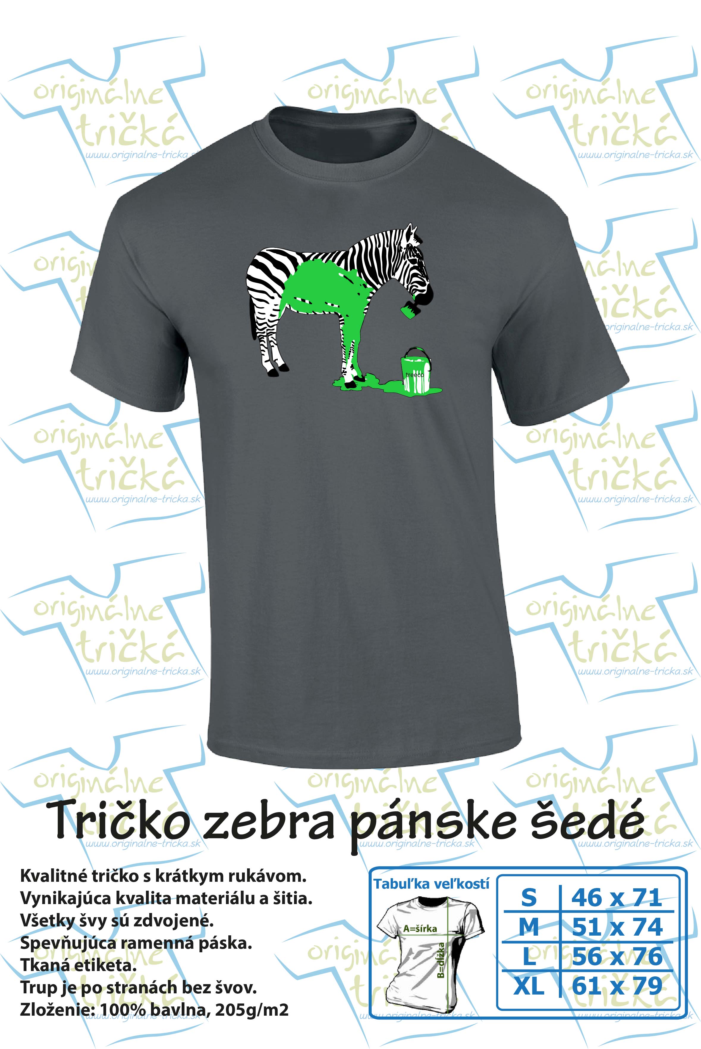 Tričko zebra pánske šedé