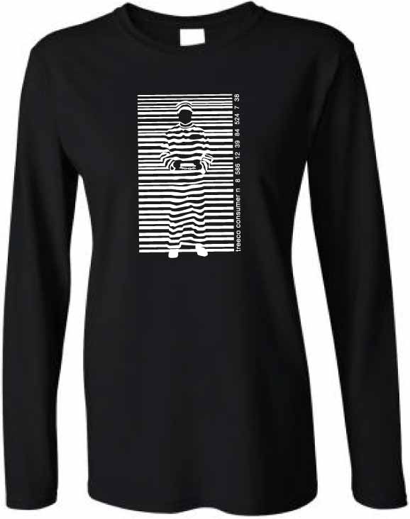 Tričko s dlhým rukávom čiarový kód dámske čierne